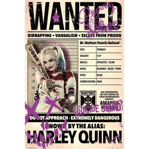 The Suicide Squad Harley Quinn Wanted Poster print