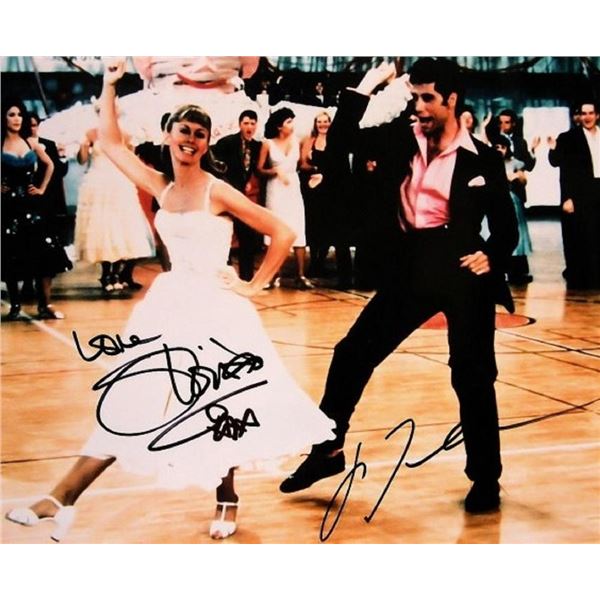 John Travolta and Olivia Newton-John signed movie photo