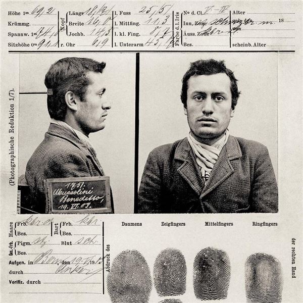 Benito Mussolini Reprint Mugshot