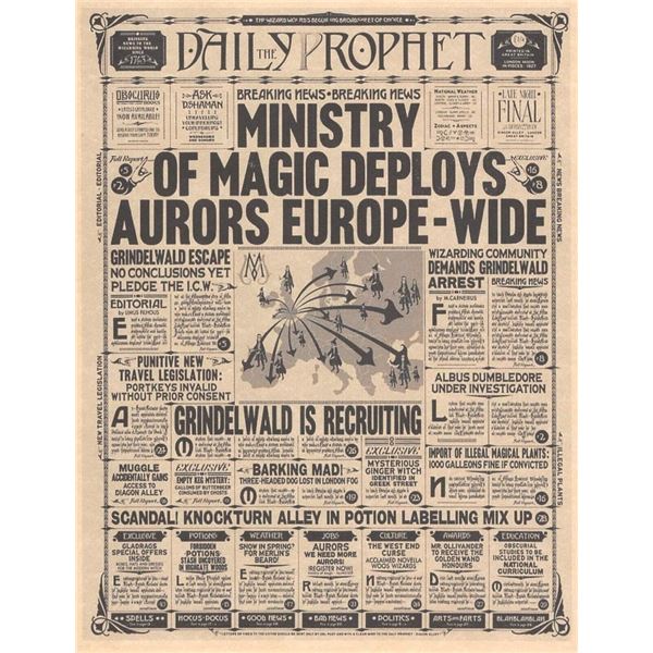 Fantastic Beasts: The Crimes of Grindelwald Daily Prophet Newspaper movie prop print