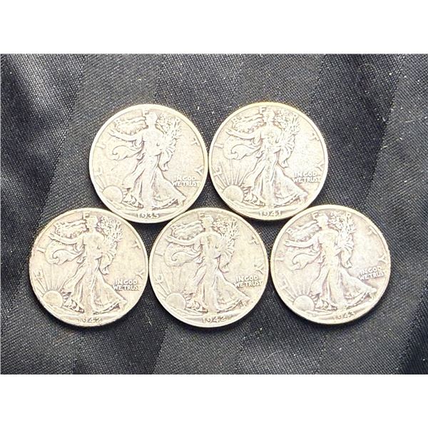 WALKING LIBERTY SILVER HALF DOLLARS - 1935,1941,1942,1942D, AND 1943