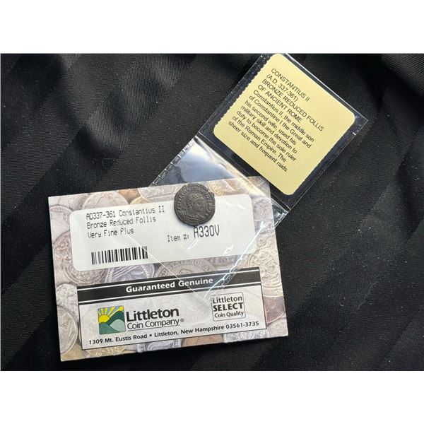 ANCIENT COINS - A.D. 337-361 CONSTANTIUS II BRONZE REDUCED FOLLIS