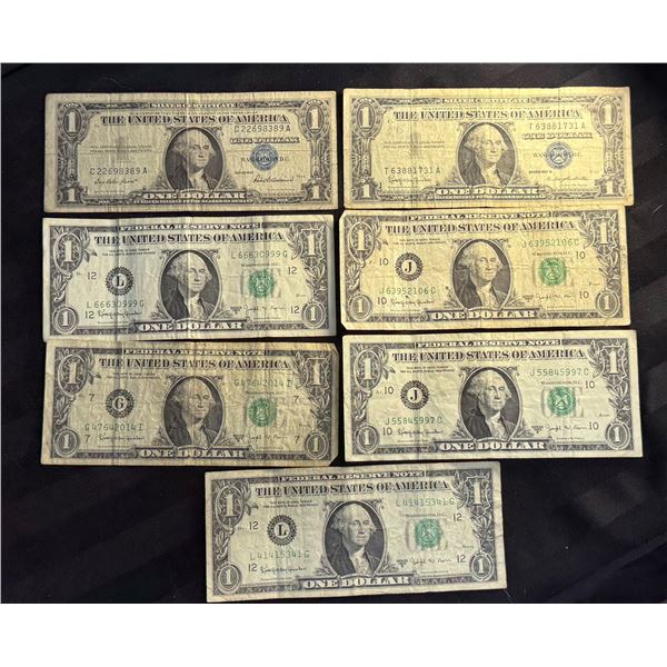 PAPER CURRENCY - ONE DOLLAR SILVER CERTIFICATES (1957 AND 1957B SERIES) AND FEDERAL RESERVE NOTES; L