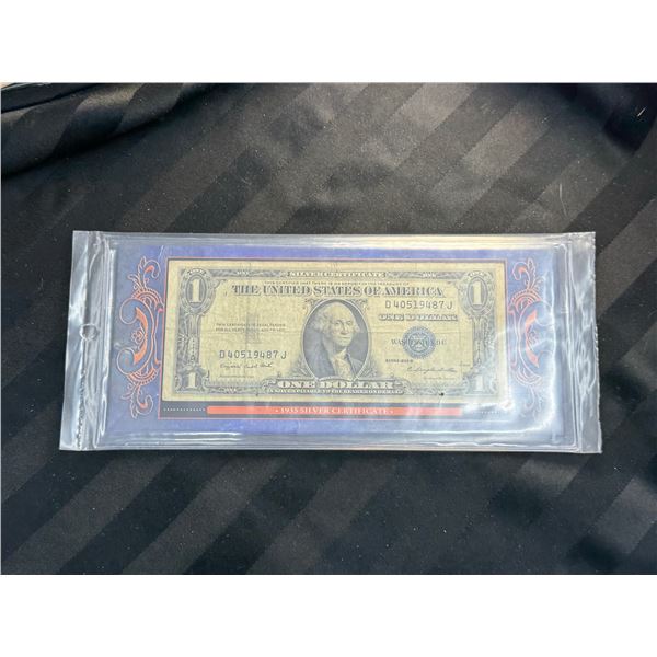 PAPER CURRENCY - 1935 ONE DOLLAR SILVER CERTIFICATE; ON INFORMATIONAL CARDBOARD