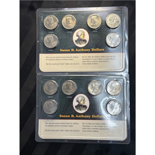 UNCIRCULATED SET OF 1979 AND 1980 SUSAN B. ANTHONY DOLLARS; LOT OF TWO SETS