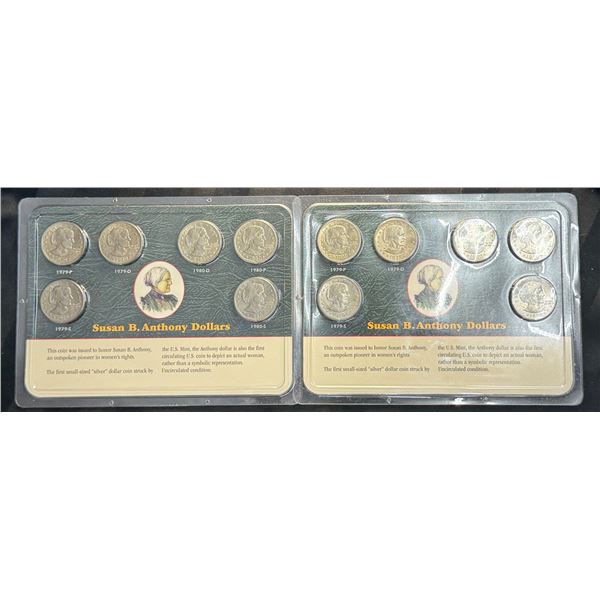 UNCIRCULATED SET OF 1979 AND 1980 SUSAN B. ANTHONY DOLLARS; LOT OF TWO SETS