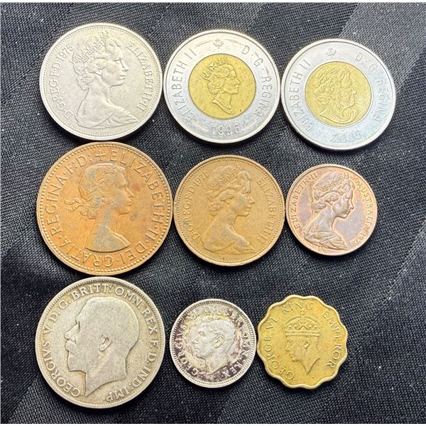 VARIOUS BRITISH COMMONWEALTH COINS - LOT INCLUDES A 1921 KING GEORGE V ONE-FLORIN SILVER COIN! LOT I