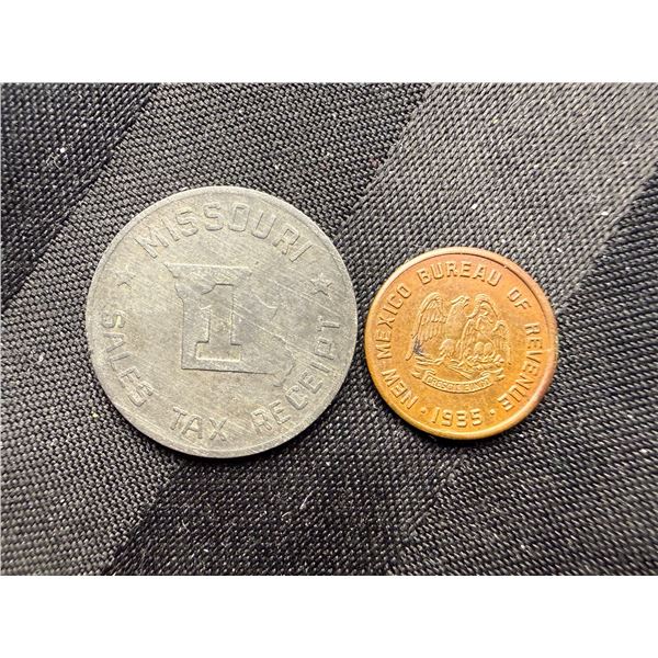 VINTAGE SALES TAX TOKENS FROM MISSOURI AND NEW MEXICO