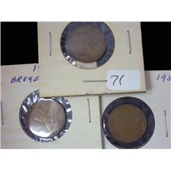 3 Lincoln Cent Error Coins, Broken Dies & Planchet