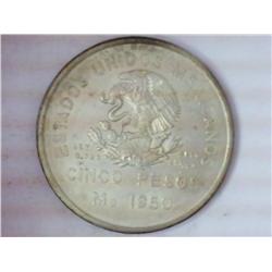 1950 Mexico Railroad 5 Peso (UNC)