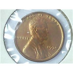 1934 Lincoln Cent (BU) Red