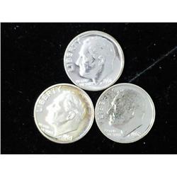 1961, 62 And 63 Roosevelt Dimes (Proof)