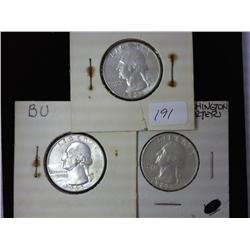 1962, 62-D And 62-D Washington Silver Quarters UNC