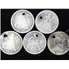 Image 1 : 5 Assorted Seated Liberty Dimes (Holed)