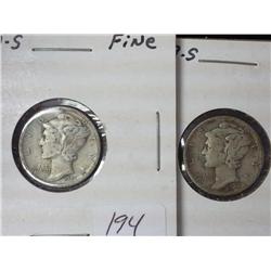 1927-S And 1929-S Mercury Dimes