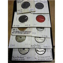 10 Assorted State Tax Tokens