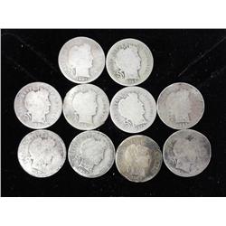 10 Assorted Barber Dimes