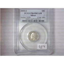 2000-S Silver Roosevelt Dime PCGS PR69DCAM