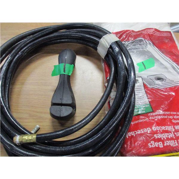 BOX C/W 25' AIR HOSE, SHOP VACUUM & BAGS