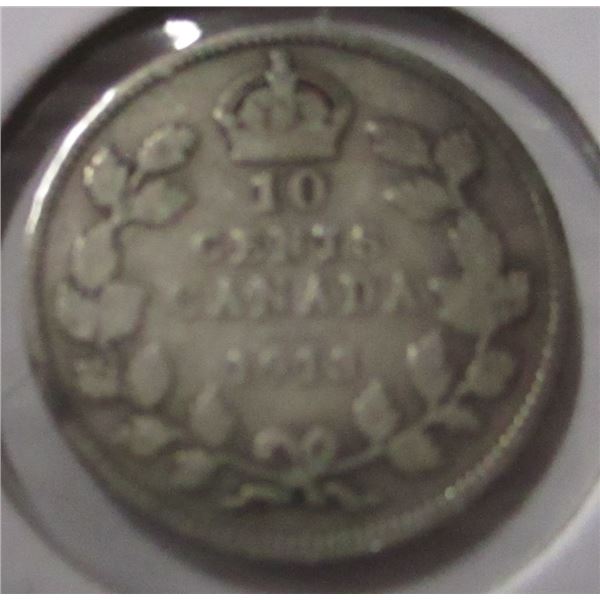 1913 KING GEORGE V CANADA SILVER DIME TOKEN