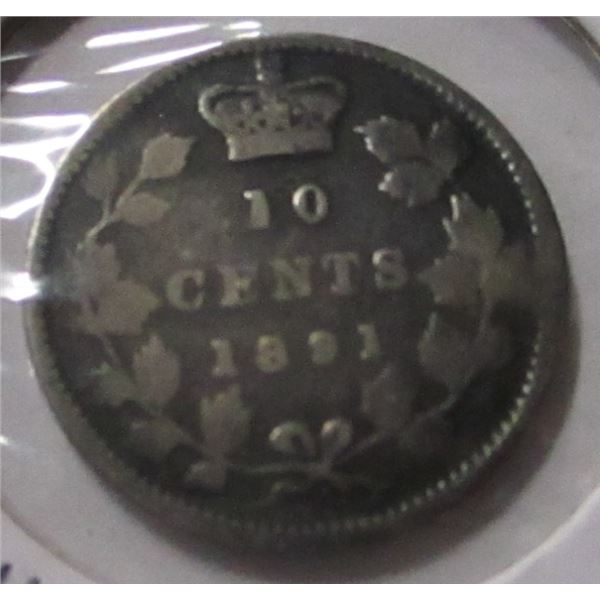 1891 CANADA VICTORIAN SILVER DIME
