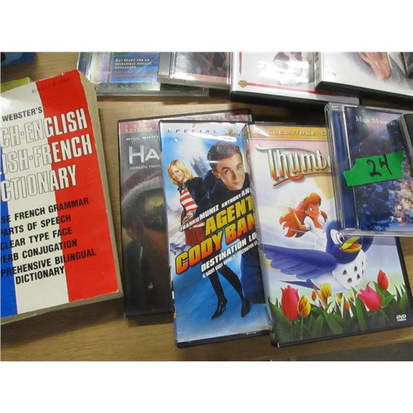 BOX C/W DVD'S, NIGHT LIGHT, ETC
