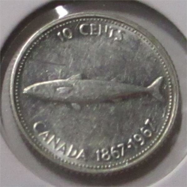 1867 - 1967 CANADA SILVER FISH DIME