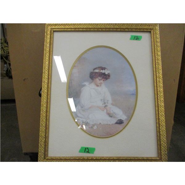 FRAMED PICTURE OF YOUNG GIRL (APPROX. 20" X 24")