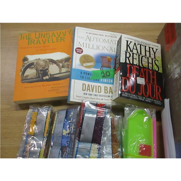 BOX C/W BOOKS, CD'S, DIAMOND ART CRAFT KIT, ETC