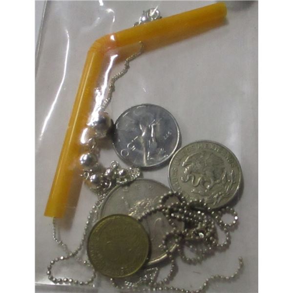 LOT OF COINS AND STERLING SILVER JEWELRY