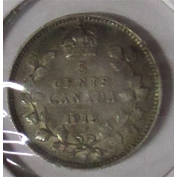 1913 CANADA KING GEORGE V SILVER FIVE CENT