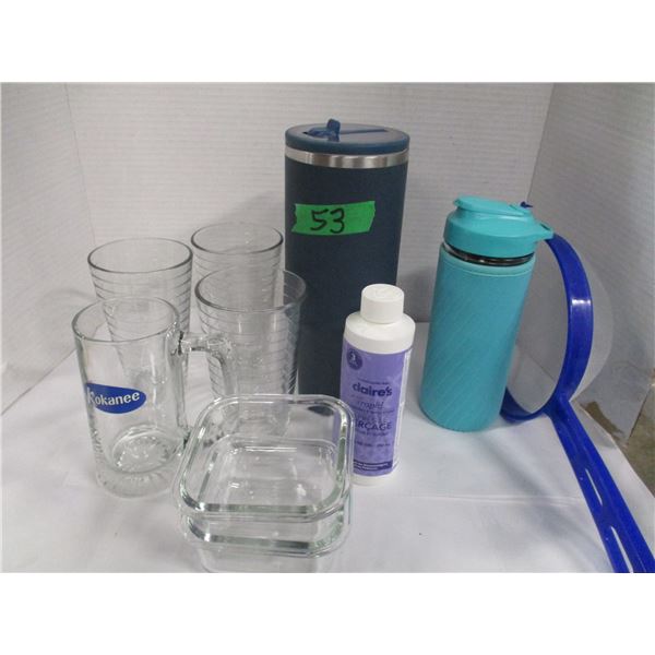 BOX C/W DRINKING CUPS, GLASSWARE, ETC