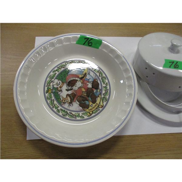 BRIE CHEESE DISH, WATKINS PIE PLATE
