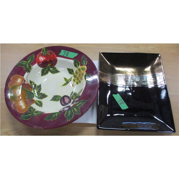 BLACK & GOLD TRAY, FRUIT BOWL
