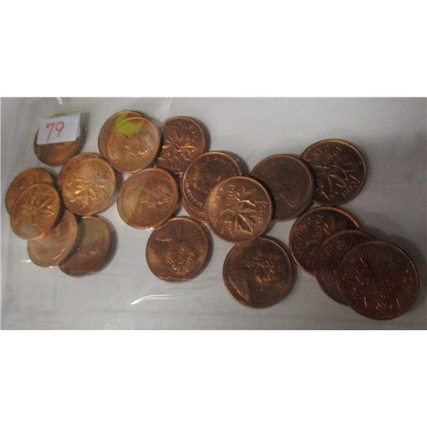 1965 LOT OF OVER 20 LAST OF CANADA UNCIRCULATED PENNIES