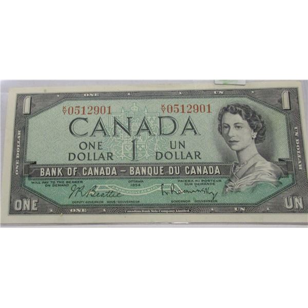1954 UNCIRCULATED LEGAL TENDER LAST OF CANADA $1 BILLS