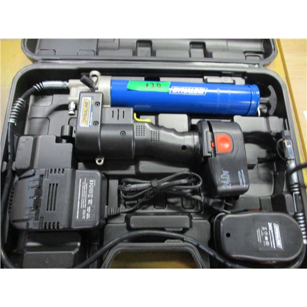 NEW:  DYNALINE 24 VOLT RECHARGEABLE GREASE GUN, BATTERY, CHARGER, & CASE