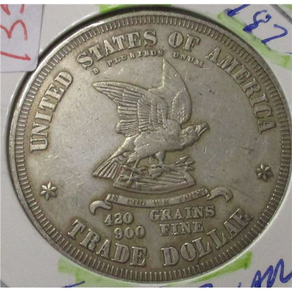 1873 USA SILVER TRADE DOLLAR