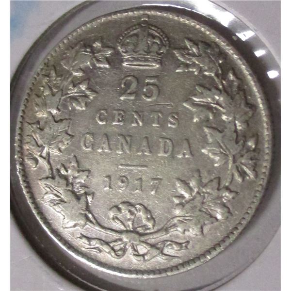 1917 CANADA KING GEORGE V SILVER QUARTER