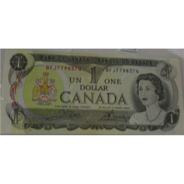 1973 CRISP UNCIRCULATED LEGAL TENDER CANADA $1 BILL