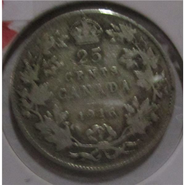 1916 CANADA KING GEORGE V SILVER QUARTER