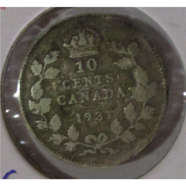 1931 CANADA KING GEORGE V SILVER DIME