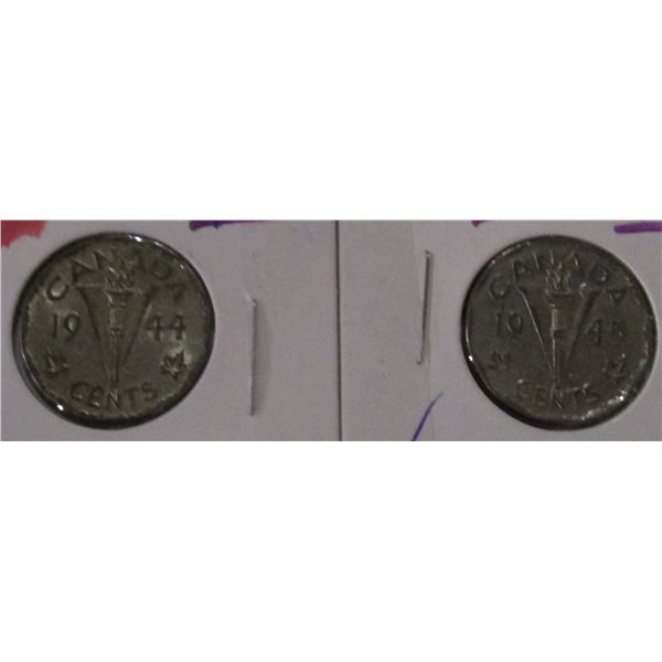 1944 - 1945 WORLD WAR II CANADA VICTORY NICKELS