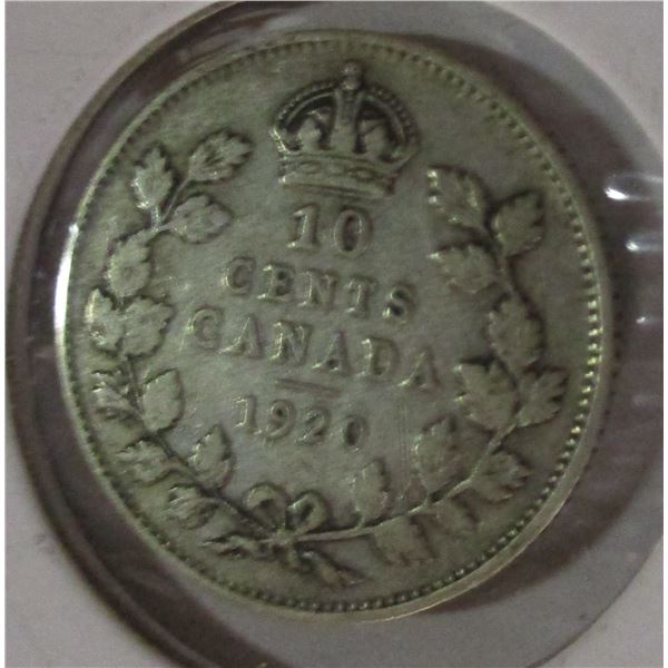1920 CANADA KING GEORGE V SILVER DIME