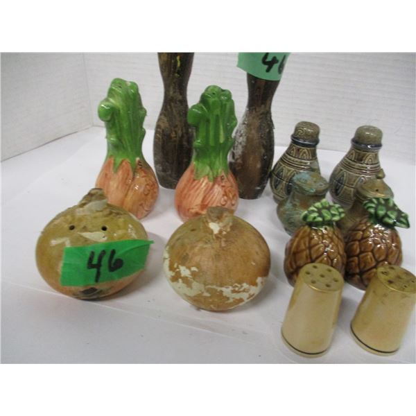 FLAT C/W 7 SETS ASSORTED SALT & PEPPER SHAKERS