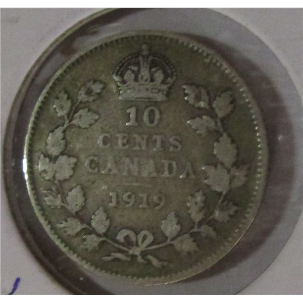 1919 CANADA KING GEORGE V SILVER DIME