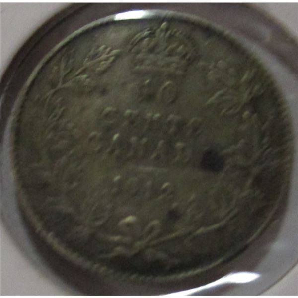 1912 BROAD LEAF KING GEORGE V CANADA SILVER DIME