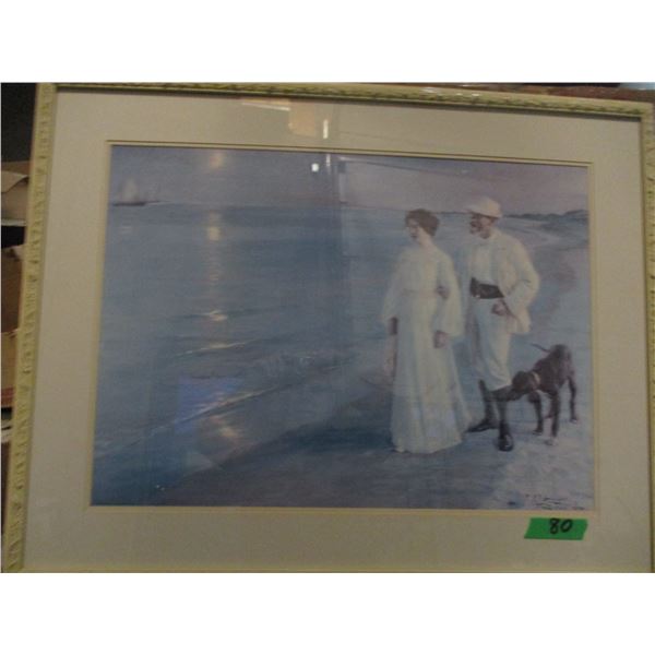 COLLECTABLE:  PAINTER MADS KROYER WITH WIFE AND DOG ON FAMOUS BEACH