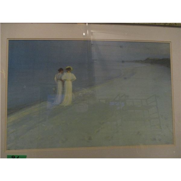 COLLECTABLE:  PRINT OF MADS DROYERS WIFE & FRIEND ON THE FAMOUS BEACH