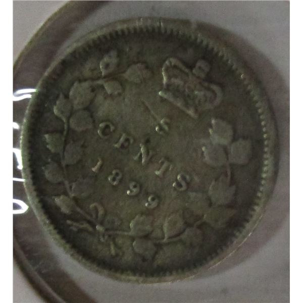 1899 CANADA VICTORIAN SILVER FIVE CENT